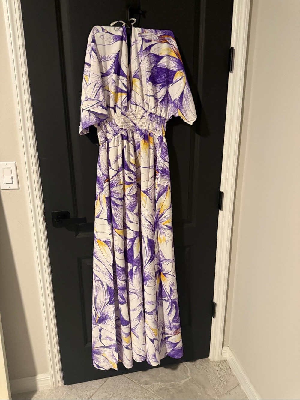 Floral Maxi Dress in White, Purple & Yellow